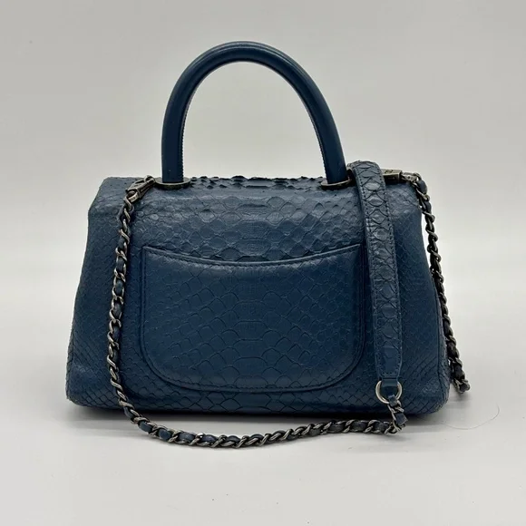Chanel Blue Mini Python Coco Handle Bag - Picture 2 of 16